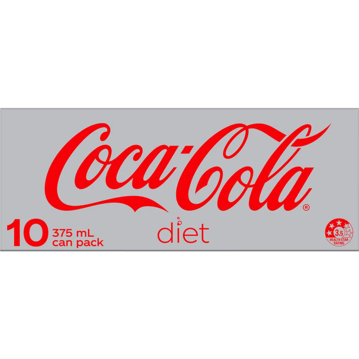 Coca - Cola Diet Soft Drink Multipack Cans 375ml X 10 Pack