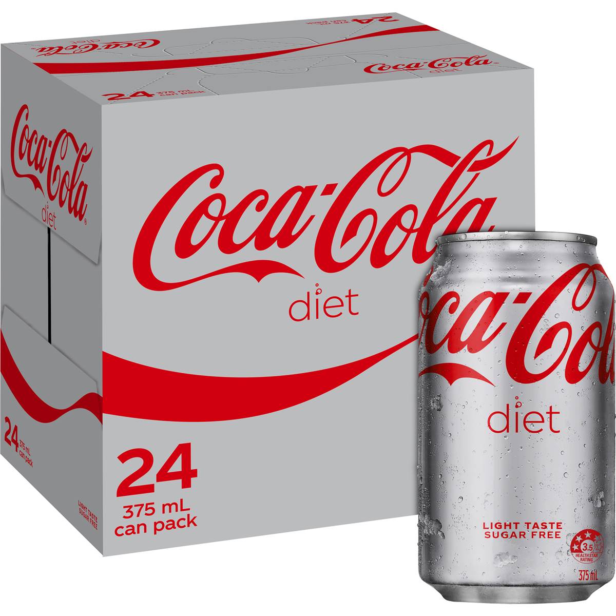 Coca - Cola Diet Soft Drink Multipack Cans 375ml X 24 Pack