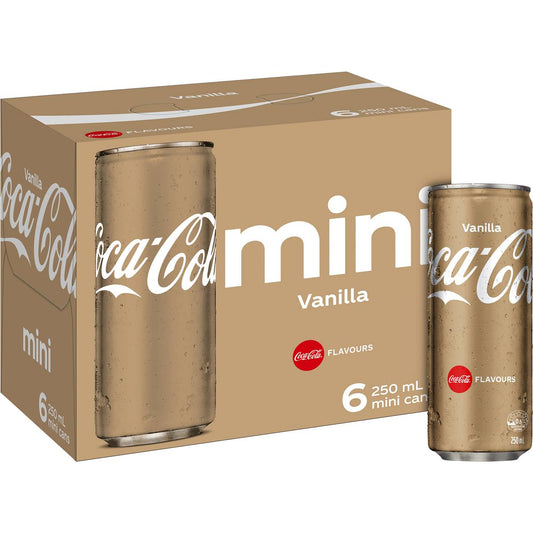 Coca - Cola Vanilla Soft Drink Mini Cans 250ml X 6 Pack