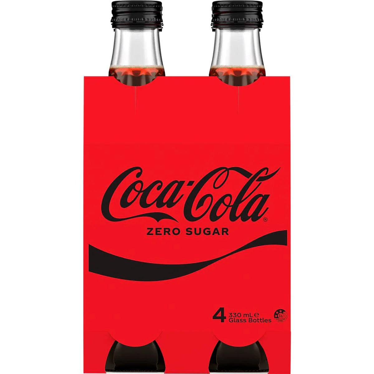 Coca - Cola Zero Sugar Glass Bottle 330ml X 4 Pack