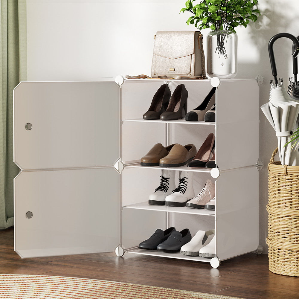 Artiss Shoe Rack DIY Set of 2 Storage Cube Stackable White