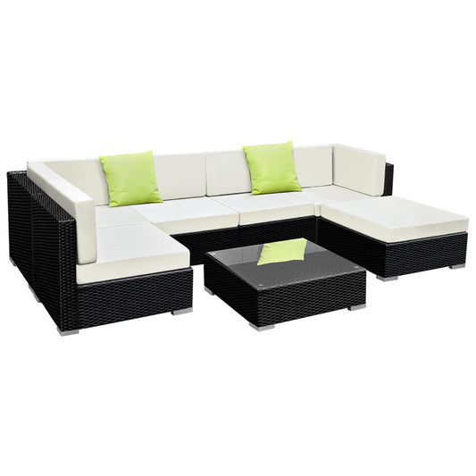 Gardeon 7-Piece Outdoor Sofa Set Wicker Couch Lounge Setting Cover