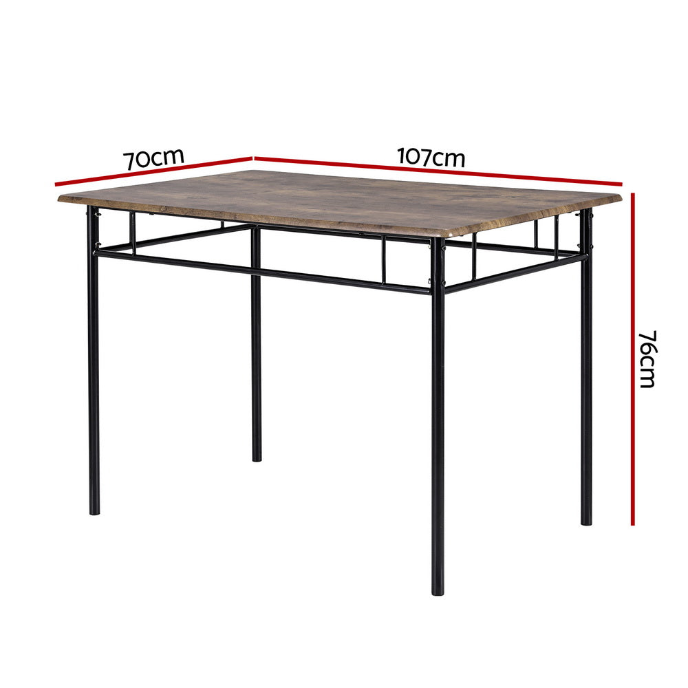 Artiss Dining Table and Chairs Set 5PCS Industrial Wooden Metal Desk Walnut