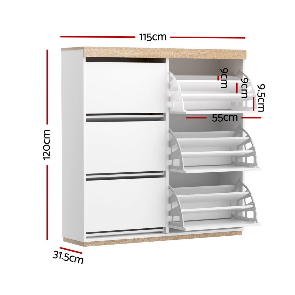 Artiss Shoe Rack Cabinet 3-Tier 45 Pairs White