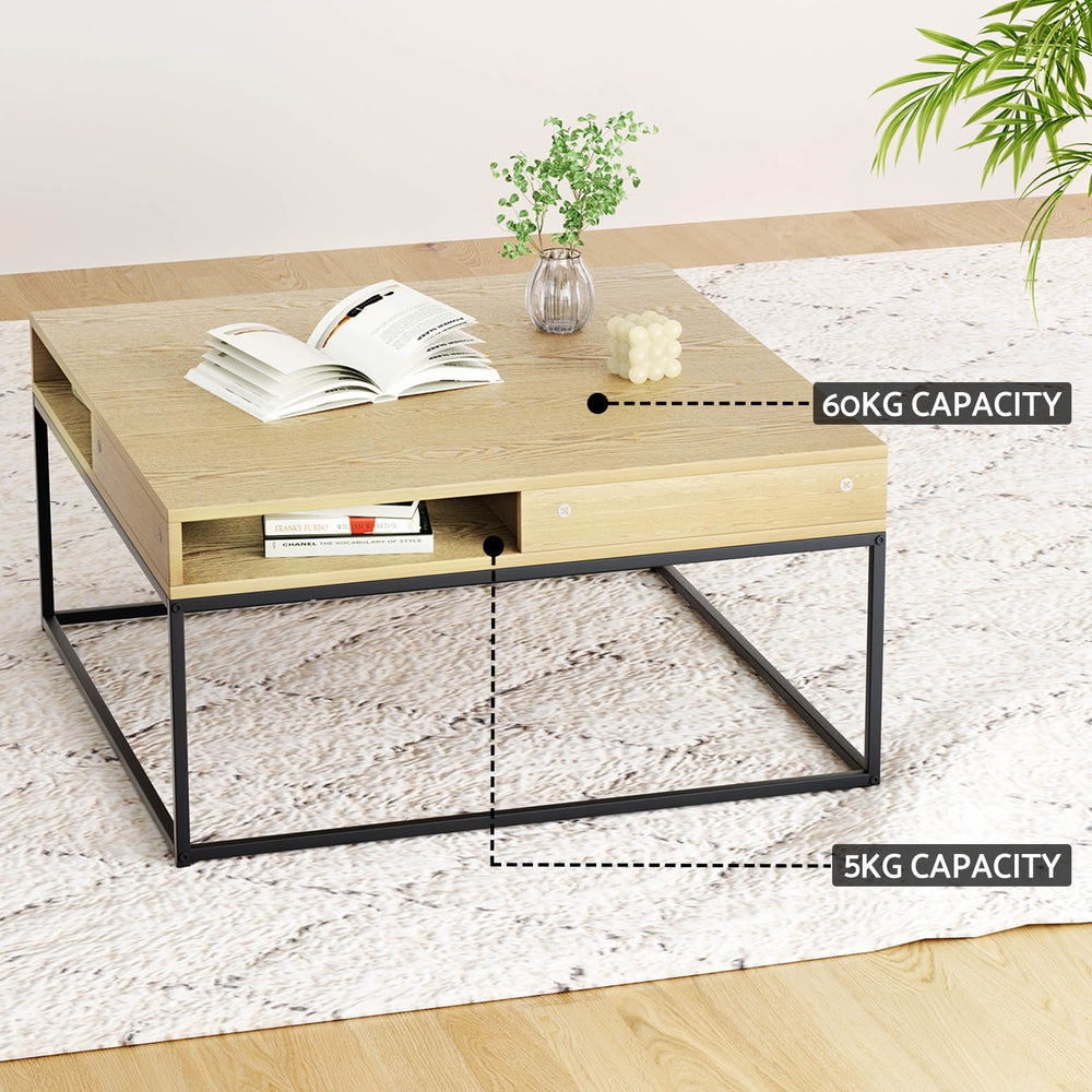 Artiss Coffee Table Storage Shelf Metal Frame