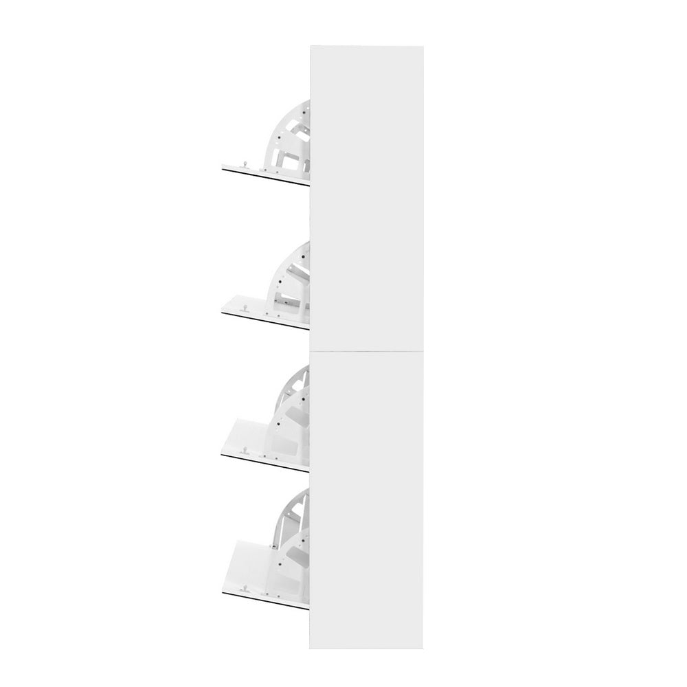 Artiss Shoe Rack Cabinet Mirror 60 Pairs White Rira