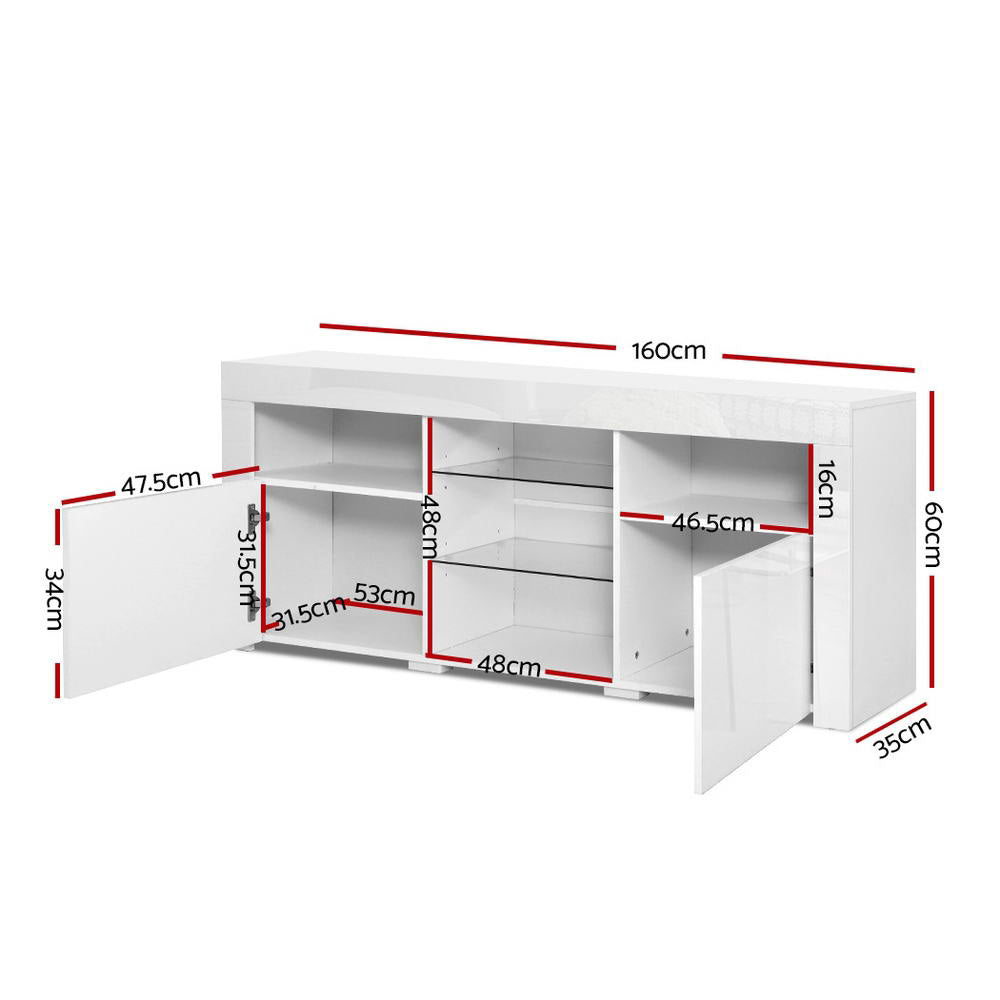 Artiss Entertainment Unit TV Cabinet LED 160cm White Bobi