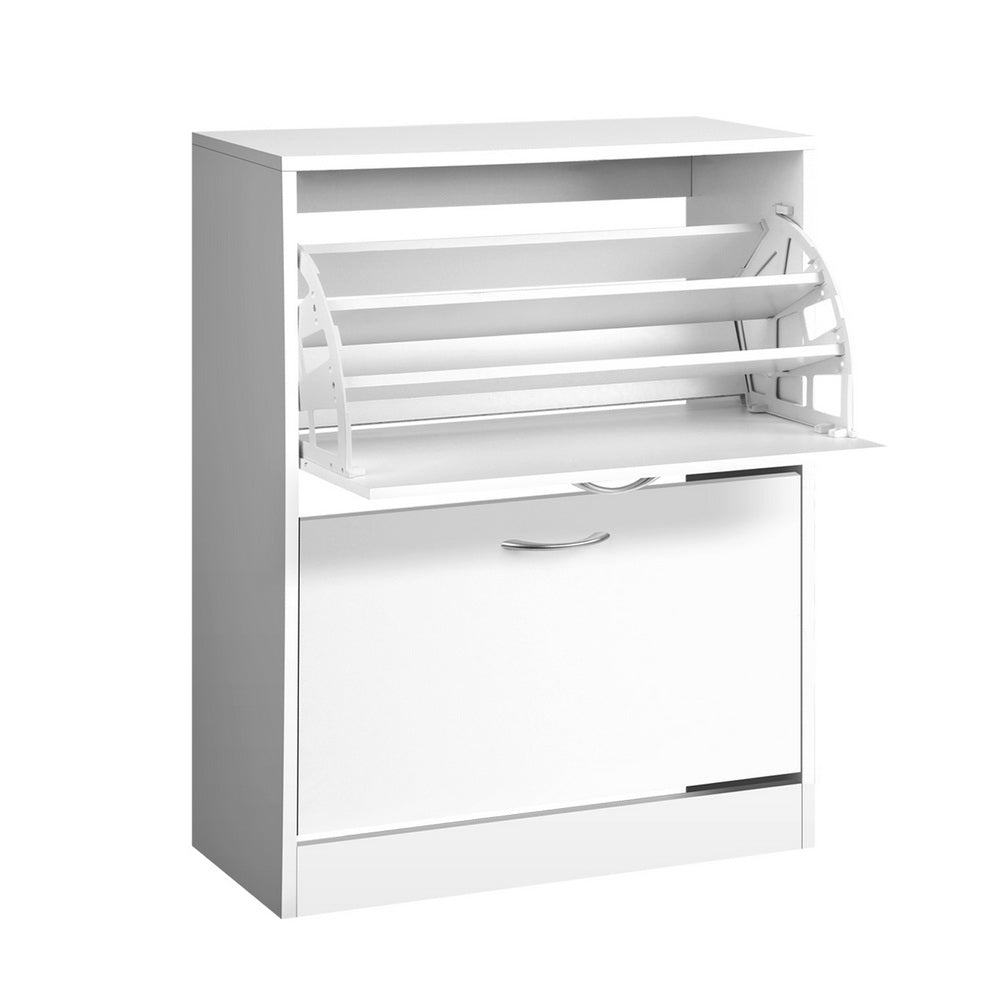 Artiss Shoe Rack Cabinet Adjustable Shelves 24 Pairs White Iris