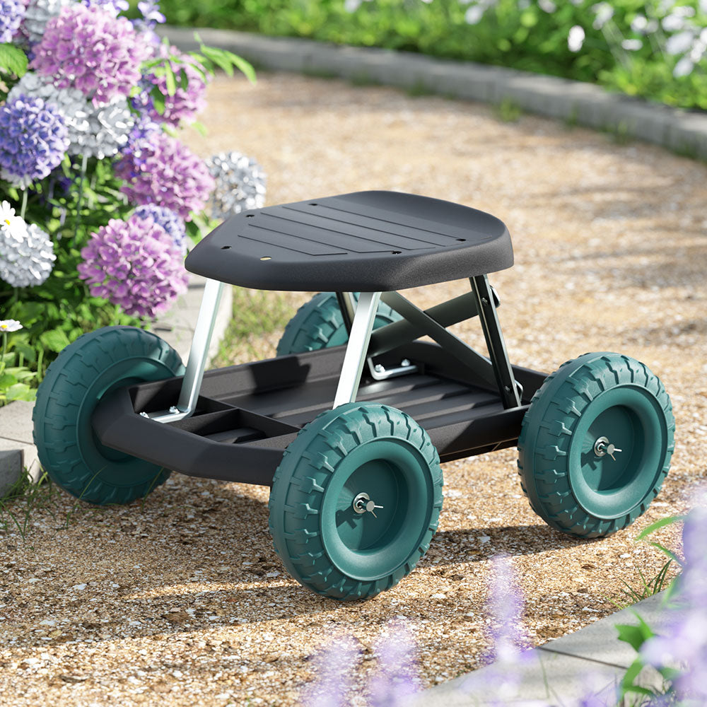 Gardeon Garden Cart Rolling Stool with Wheels Gardening Helper Seat Farm Yard