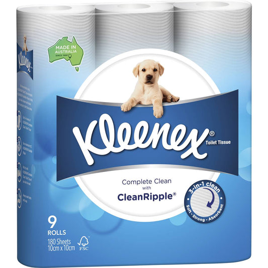 Kleenex Complete Clean Toilet Paper Toilet Tissue 9 Pack