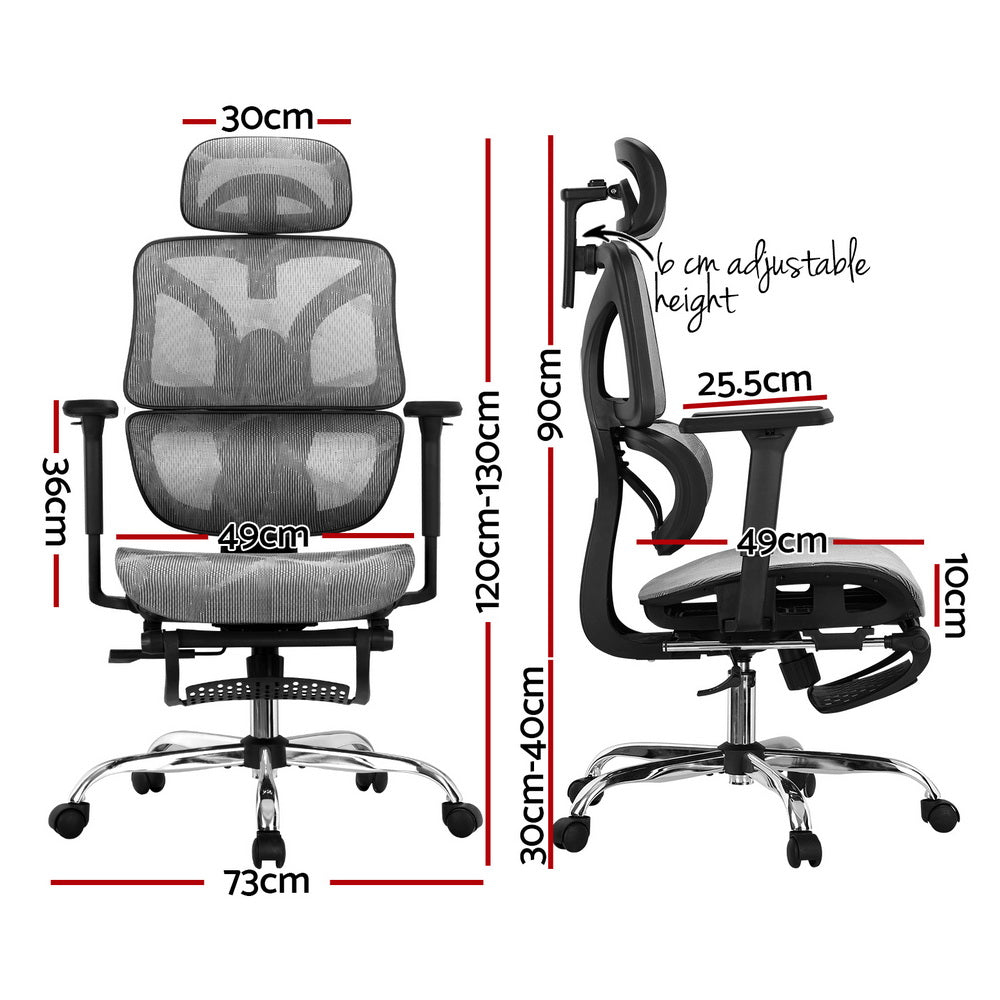 Artiss Ergonomic Office Chair Footrest Grey