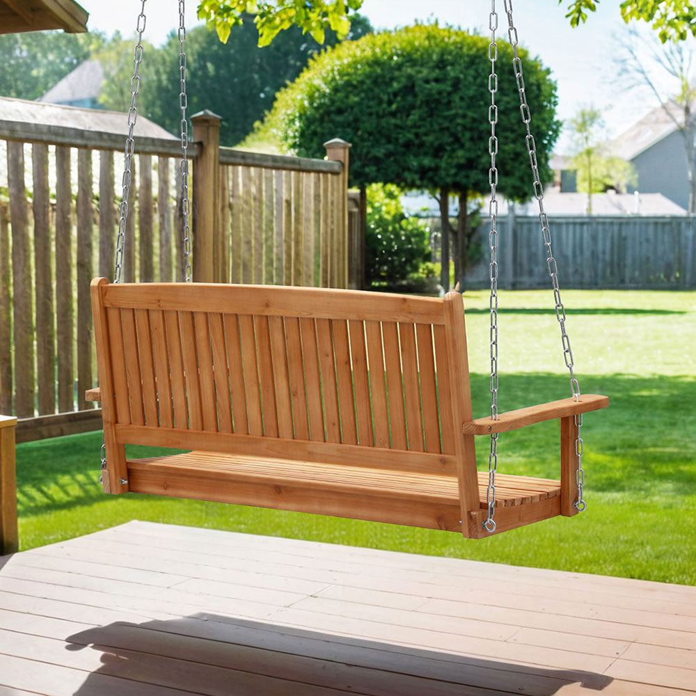 Gardeon Porch Swing Chair With Chain Outdoor Furniture Wooden Bench 2 Seater