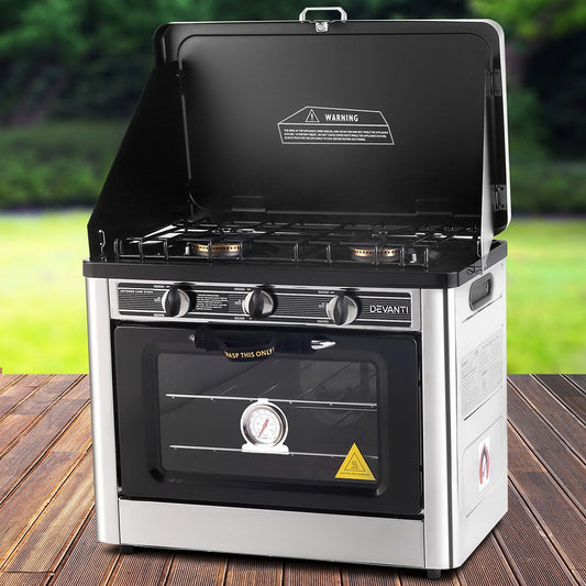 Devanti Portable Gas Oven LPG Silver