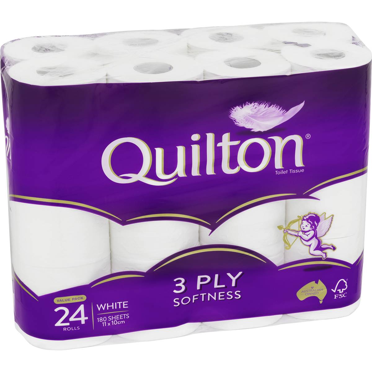 Quilton Toilet Tissue 3 Ply White 180 Sheets 24 Pack