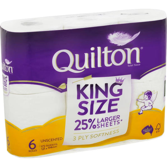 Quilton Toilet Tissue King Size Unscented 6 Pack