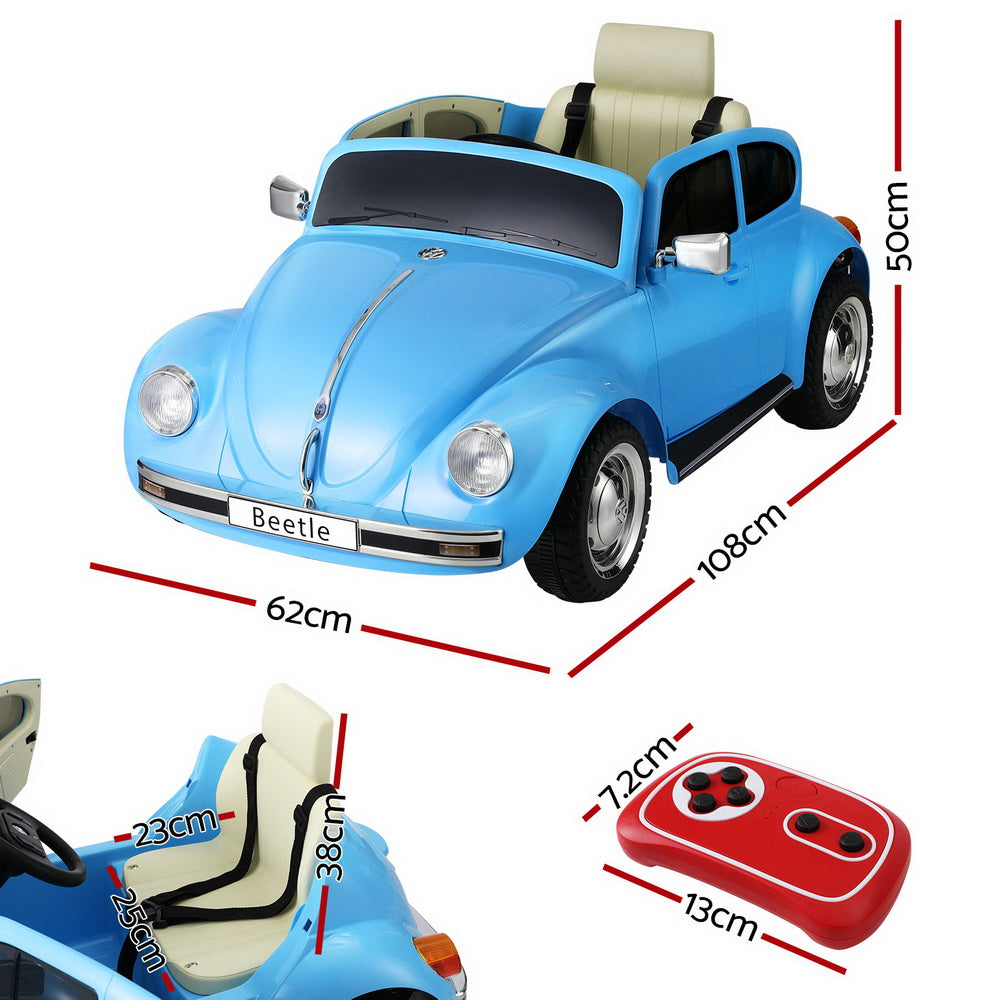 Kids Ride On Car Licensed Volkswagen Beetle Electric Toys Horn Remote 6V Blue