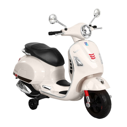 Kids Electric Ride-On Vespa-Style Motorbike – GTS Model, White