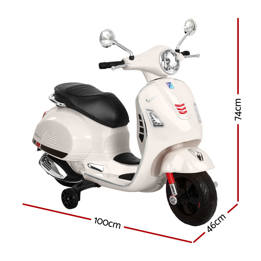 Kids Electric Ride-On Vespa-Style Motorbike – GTS Model, White