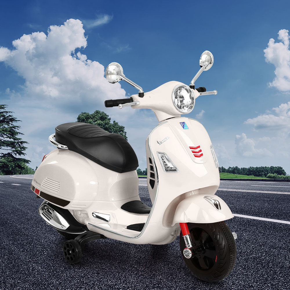 Kids Electric Ride-On Vespa-Style Motorbike – GTS Model, White