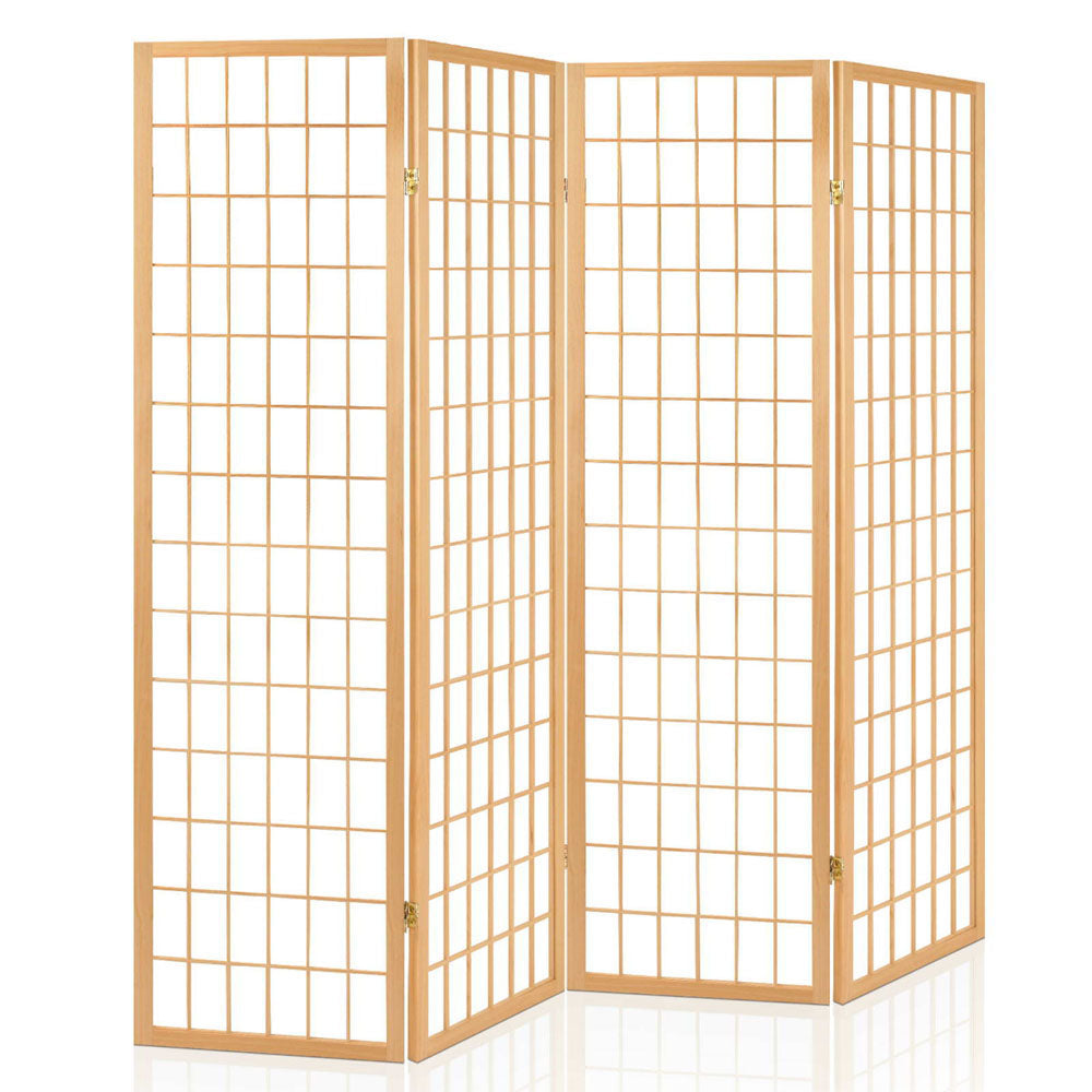 Artiss 4 Panel Room Divider Screen 174x179cm Natural