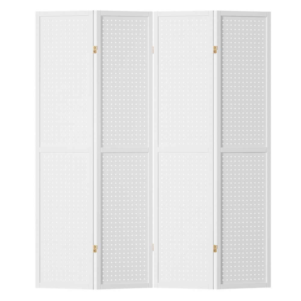 Artiss 4 Panel Room Divider Screen 164x170cm Pegboard White