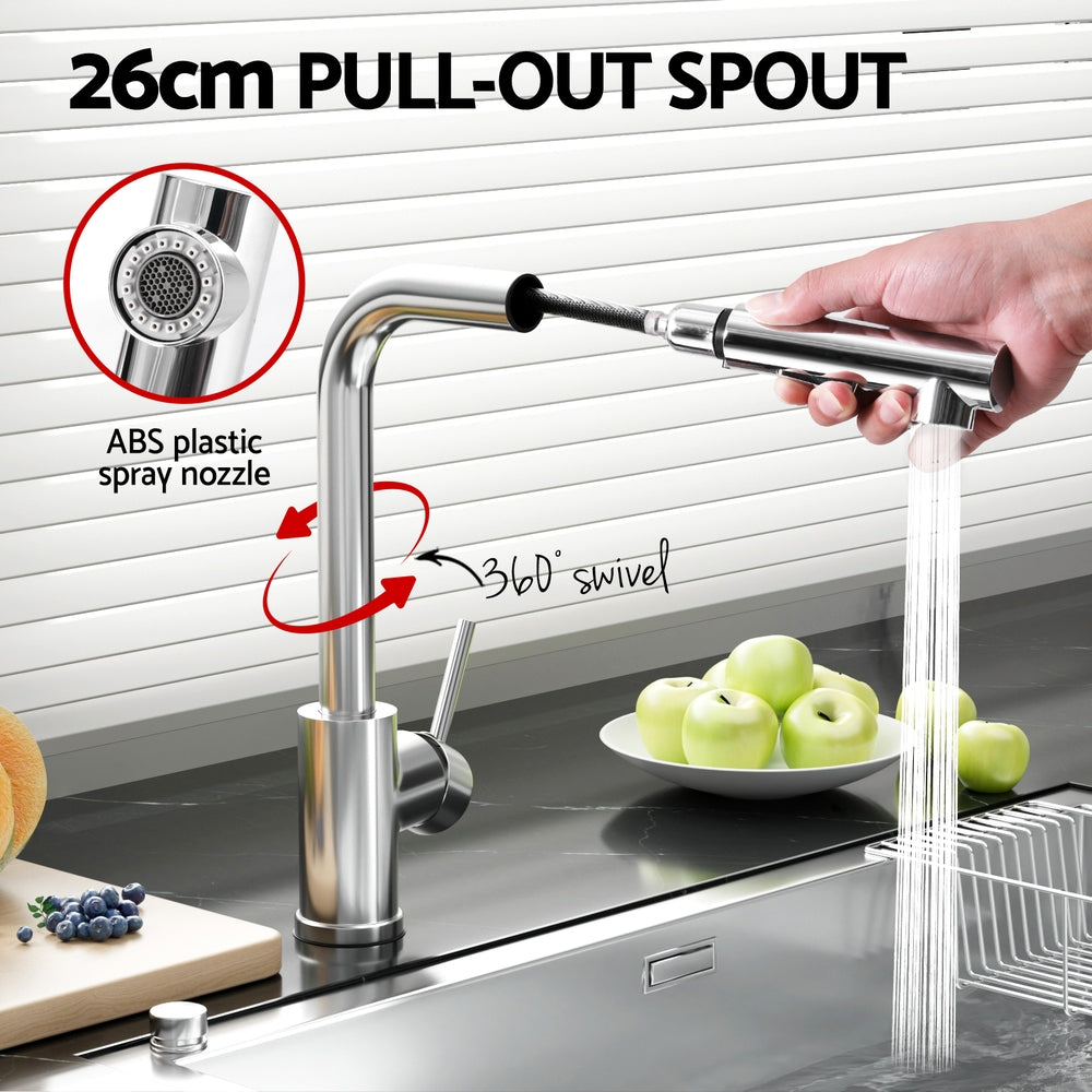 Kitchen Mixer Tap Pull Out Rectangle 2 Mode Sink Basin Faucet Swivel WELS Chrome