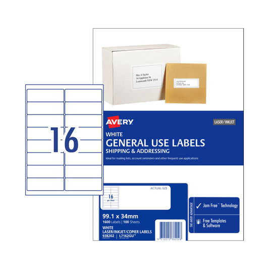 AVERY Gen Label L7162GU 16Up Bx100