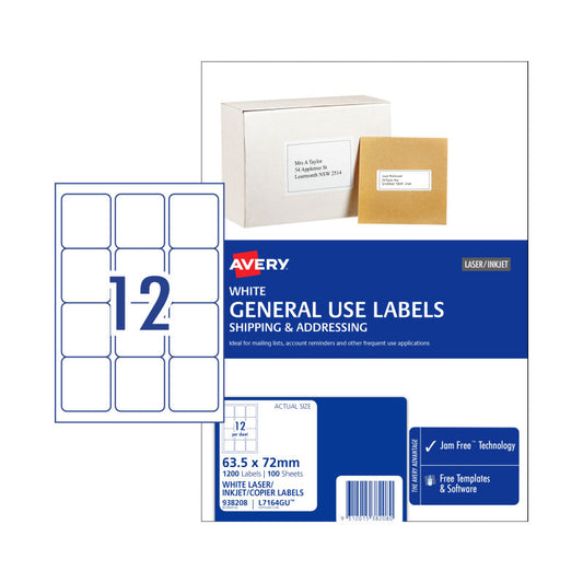 AVERY Gen Label L7164GU 12Up Pack of 100