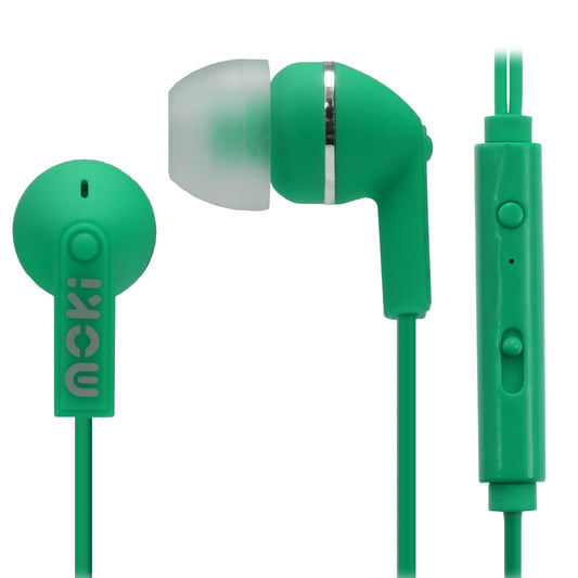 MOKI Noise Isolation + Mic Earbuds - Green