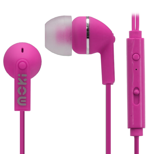 MOKI Noise Isolation + Mic Earbuds - Pink