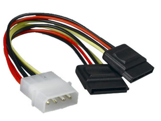 ASTROTEK Internal Power to SATA Molex Cable - 4 pins to 2x 15 pins 18AWG RoHS