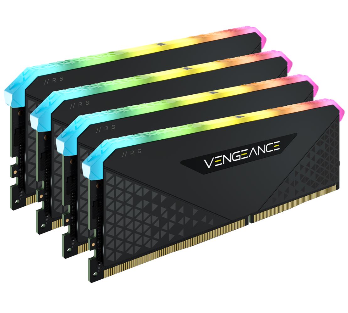 CORSAIR Vengeance RGB RS 64GB (4x16GB) DDR4 3200MHz C16 16-20-20-38 Desktop Gaming Memory Black