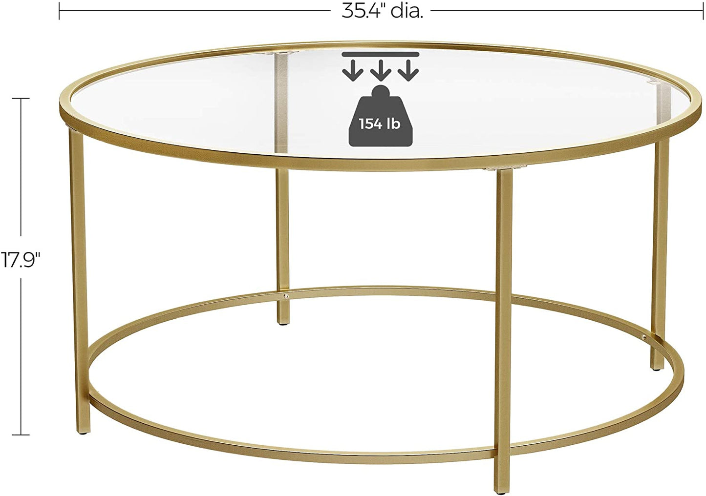 Gold Glass Table with Golden Iron Frame Stable and Robust Tempered Glass