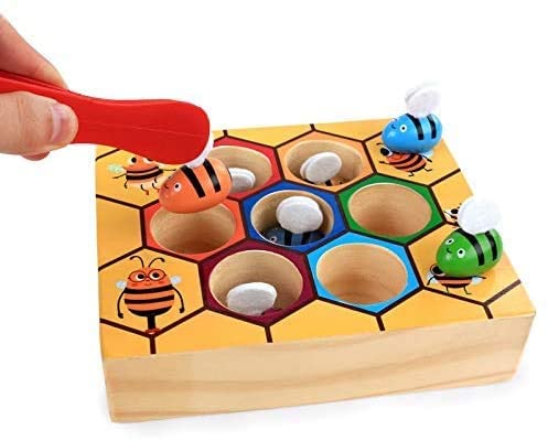 Wooden Bee Toddler Fine Motor Skill Toy - (Montessori Wooden Puzzle Early Learning Preschool Educational Kids)