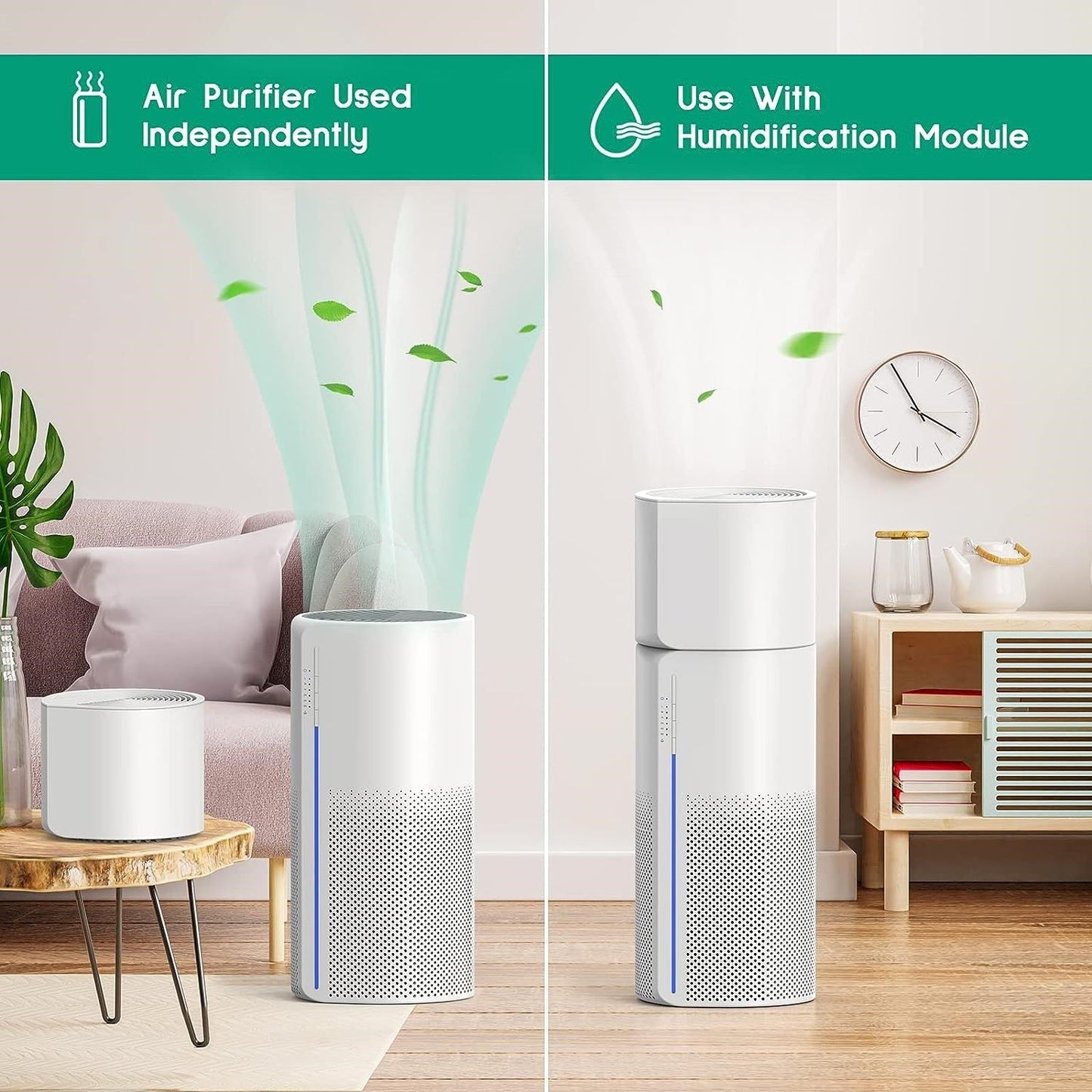 Air Purifier Humidifier Combo, 2-in-1 HEPA