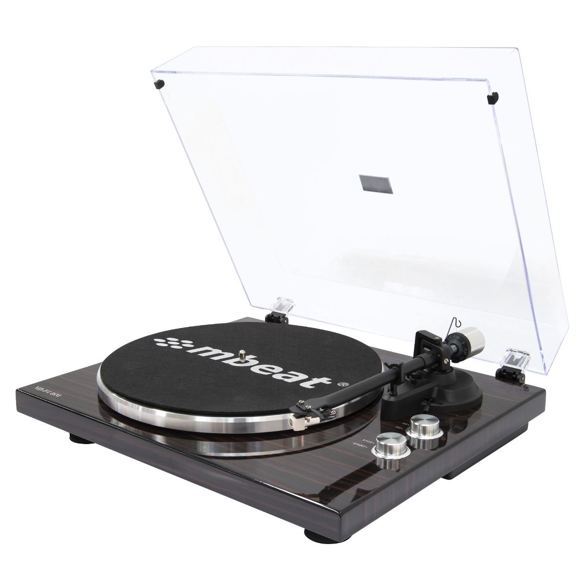 mbeat Hi-Fi Bluetooth Turntable (MMC, USB, Anti-skating, Preamplifier) - Macassar Ebony