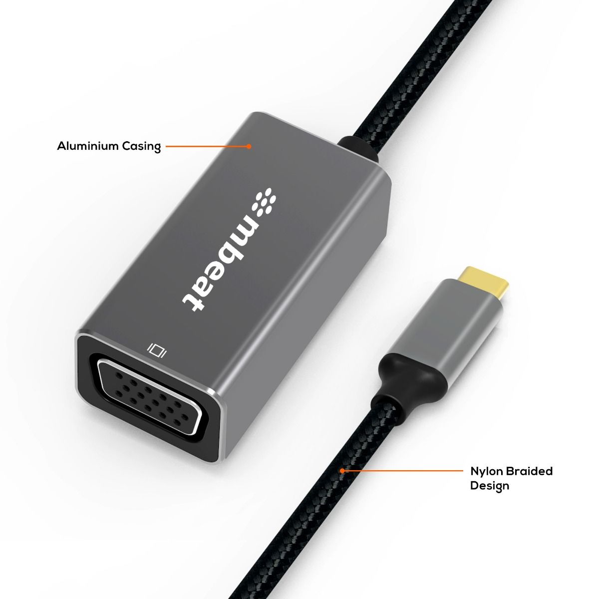 mbeat Elite USB-C to VGA Adapter- Space Grey