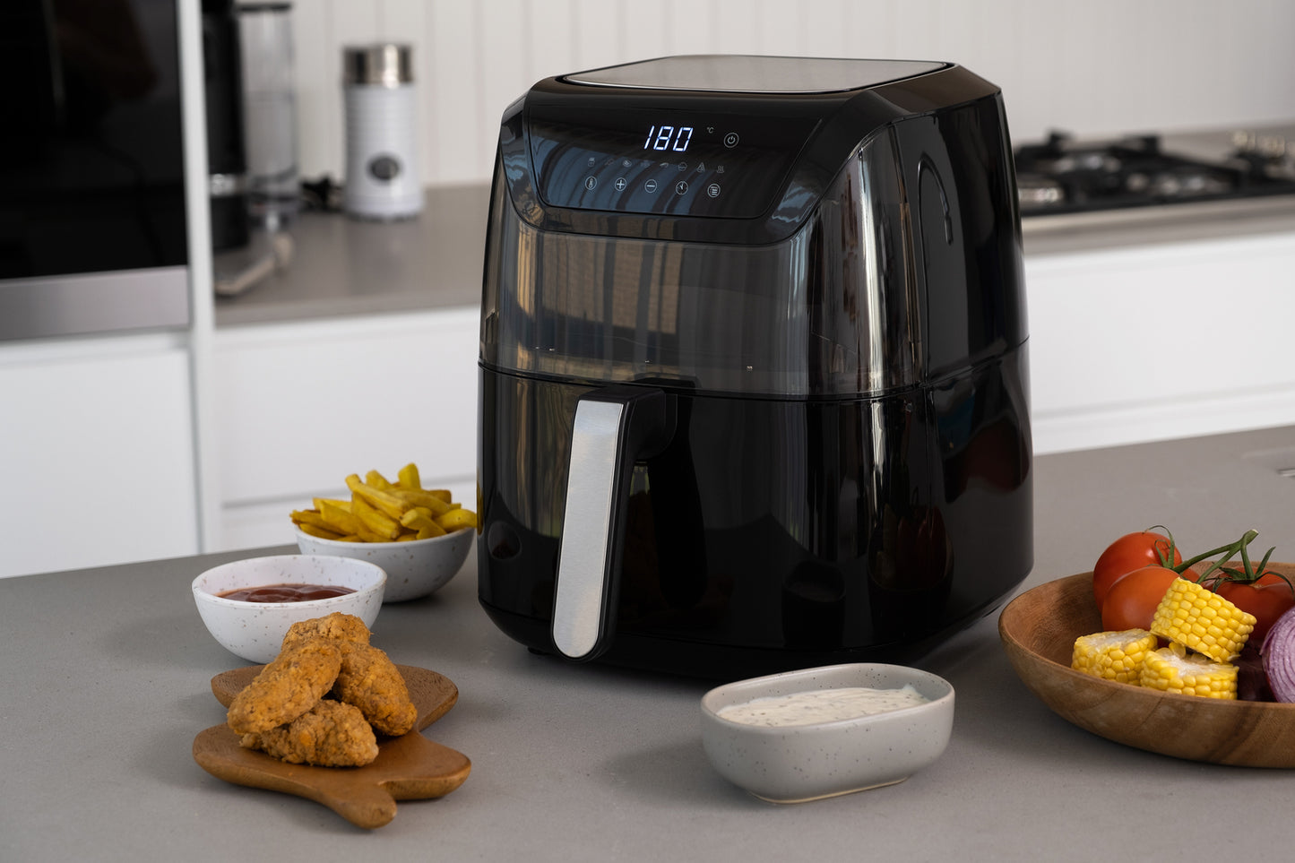 8L Digital Air Fryer (Black) w/ Viewing Window & Basket Insert