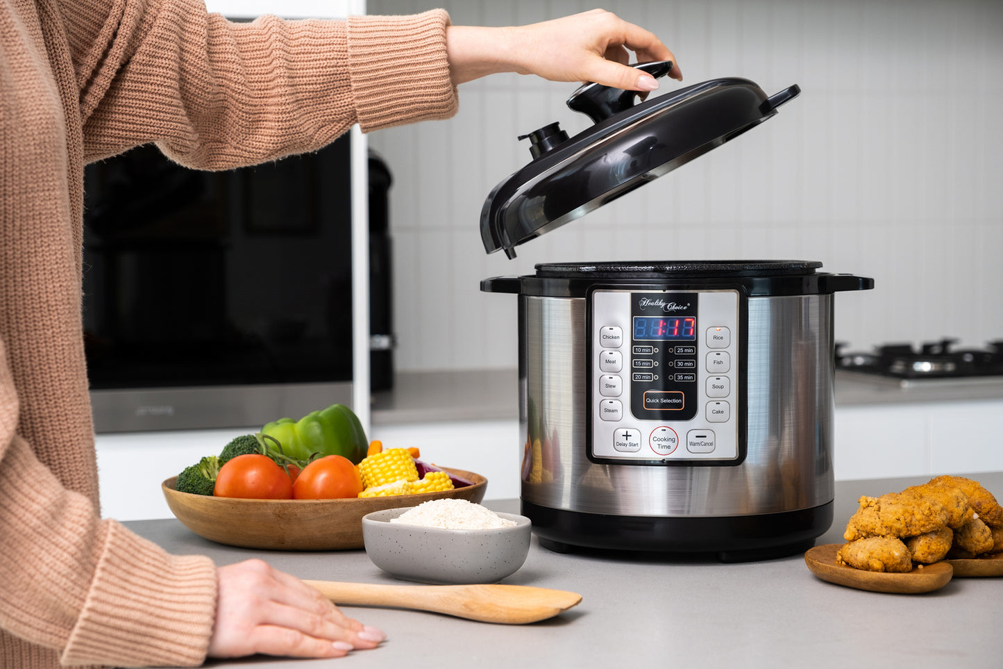 6L Electric Slow & Pressure Cooker (Silver) 8 Programs, 1000W