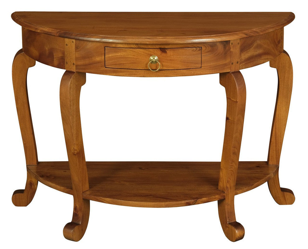 Emilie Cabriole Leg 1 Drawer Half Round Entry Table - Light Pecan