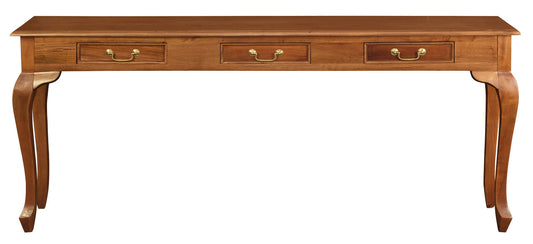 Queen Anne 3 Drawer Sofa Table - Light Pecan