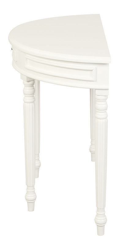 Turn Leg Half Round Sofa Table (White)