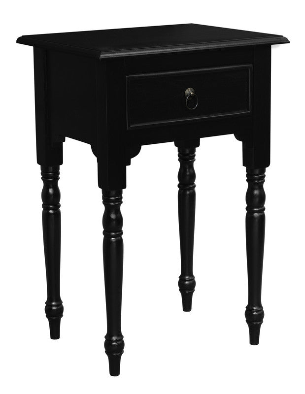 Milly Turn Leg 1 Drawer Side Table  (Black)