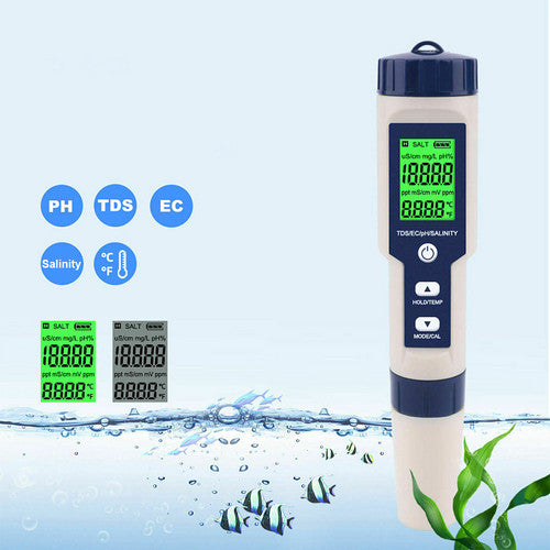 Set 7 In 1 and 5 in 1 PH Meter TDS/EC/Salt/Temp Water Quality Monitor Tester Pen