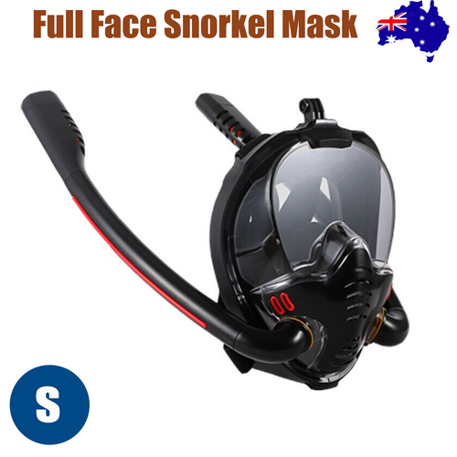 Black Full Face Snorkel Mask Swimming Breath Dry Diving Goggle Scuba Glass Anti-Fog AU S