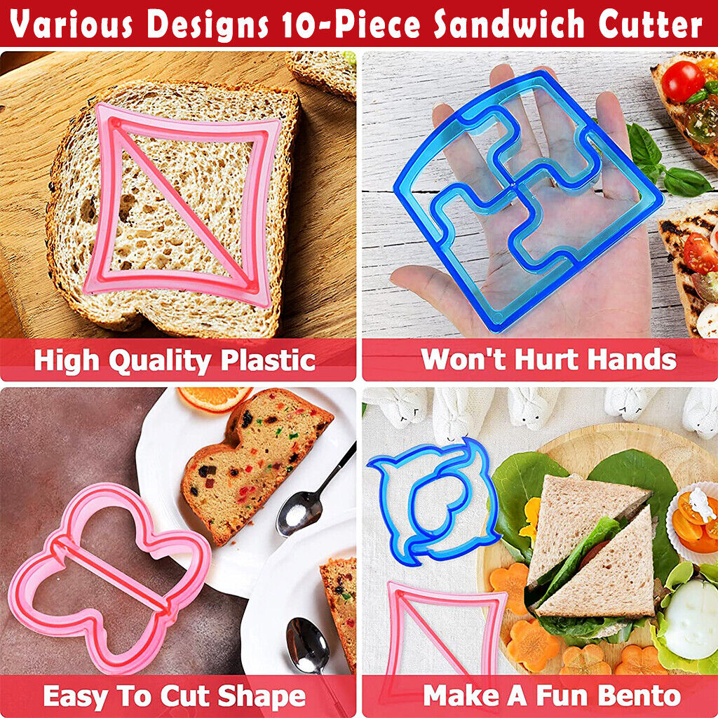 16 PCS Sandwich Cutter Kids DIY Toast Mold Bread Food Moulds Xmas Gift