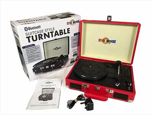 Bluetooth Suitcase Style Record Player - Red