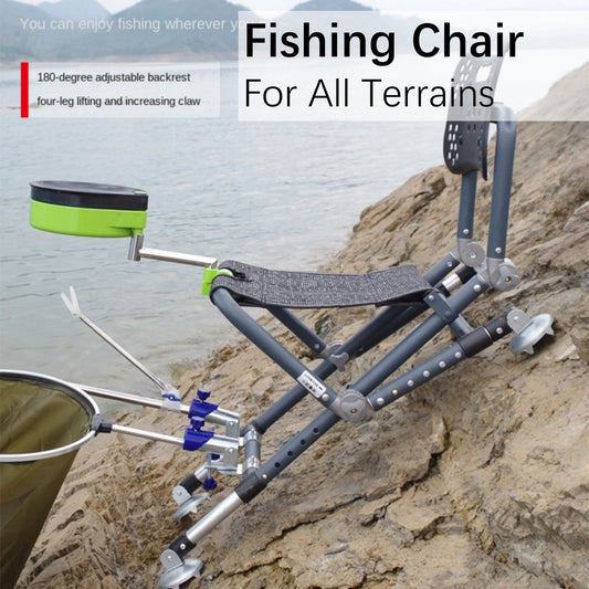 Fishing Chair With Aluminum Alloy For All-Terrains Portable Multifunctional Folding Adjustable Reclining Chair With Hind Legs