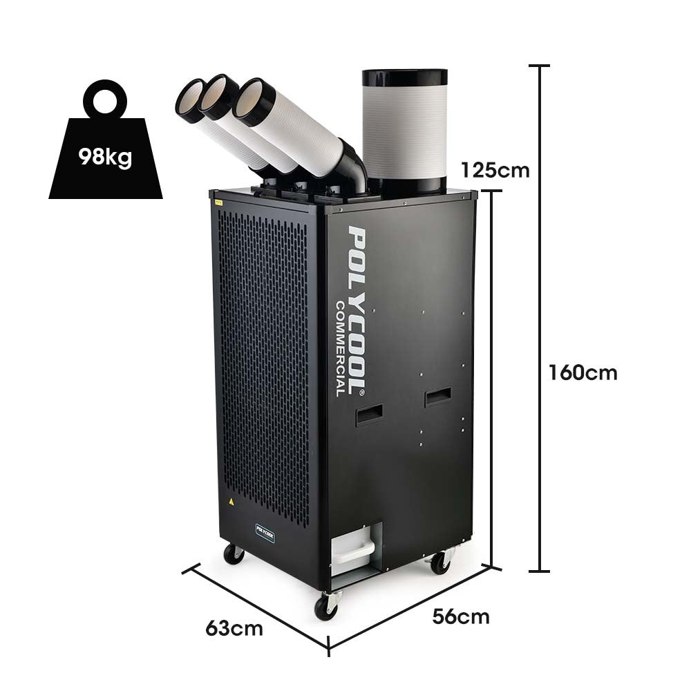 POLYCOOL 6.5kW Portable Industrial Spot Cooler, with Triple Cooling Ducts, 15A Plug