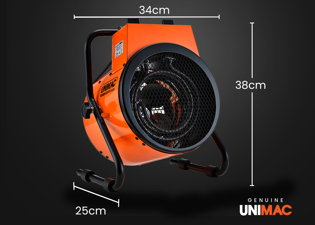 UNIMAC 2400W Electric Space Heater Portable Small Fan Workshop Warehouse Blow Industrial Heating